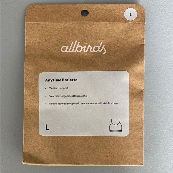 New Allbirds Anytime Bralette Light Grey Size L - Picture 1 of 6
